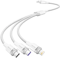 Photo de Cable 3en1 Vention USB 2.0 type A vers Micro USB, Type C & Lightning M/M 1.5m (Blanc)