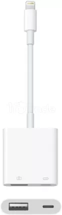 Photo de Câble adaptateur Apple Lightning mâle 1.2 vers USB 3.0 femelle (Type A) et Lightning femelle 10cm (Blanc)