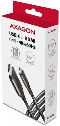 Photo de Câble Adaptateur Axagon USB-C vers HDMI 2.0a 1,8m MM (Noir)