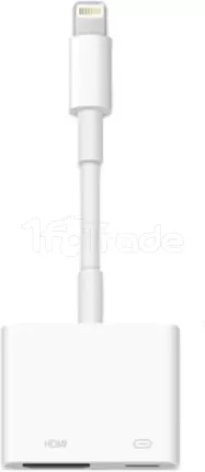 Photo de Câble adaptateur DLH Lightning mâle 1.2 vers HDMI femelle (Type A) et Lightning femelle 10cm (Blanc)