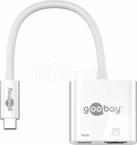 Photo de Cable adaptateur Goobay USB type C mâle vers HDMI femelle (Type A) et USB Type C 15cm (Blanc)