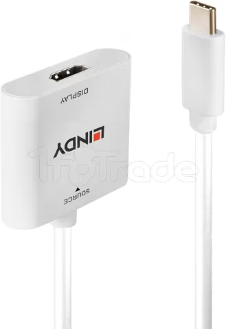 Photo de Câble Adaptateur Lindy USB type C vers HDMI 15cm (Blanc)