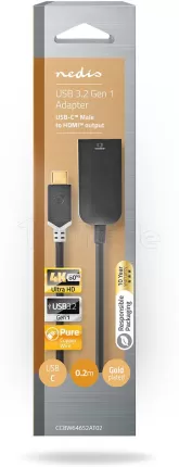 Photo de Câble adaptateur Nedis USB-C vers HDMI 1.4 - 20cm M/F (Noir)