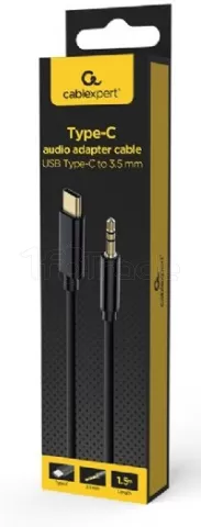 Photo de Câble Adaptateur USB-C CableXpert vers Jack 3,5mm 1,5m M/M (Noir)