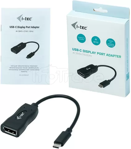 Photo de Cable adaptateur USB Type C I-Tec vers DisplayPort 10cm (Noir)
