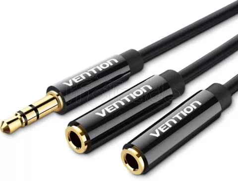 Photo de Cable Audio Vention mini Jack 3.5mm 2x mini Jack 3.5 mm 0.3m (Noir)