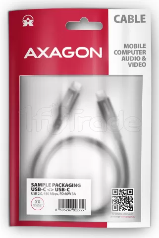 Photo de Câble Axagon BUCM-CM30AB USB-C 2.0 3m M/M 60W (Noir)