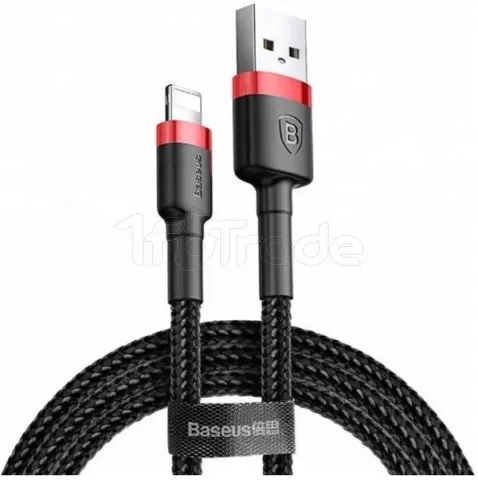 Photo de Cable Baseus Cafule USB Type A - Lightning M/M 1m (Noir/Rouge)