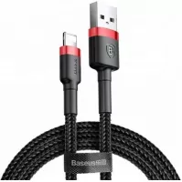 Photo de Cable Baseus Cafule USB Type A - Lightning M/M 1m (Noir/Rouge)