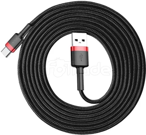 Photo de Cable Baseus Cafule USB Type A - Type C M/M 2m (Noir/Rouge)