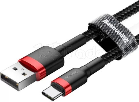 Photo de Cable Baseus Cafule USB Type A - Type C M/M 3m (Noir/Rouge)