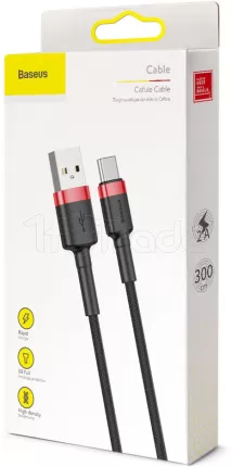 Photo de Cable Baseus Cafule USB Type A - Type C M/M 3m (Noir/Rouge)