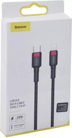 Photo de Cable Baseus Cafule USB Type C - Lightning M/M 1m (Noir/Rouge)