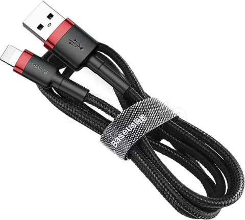 Photo de Cable Baseus Cafule USB Type C - Lightning M/M 1m (Noir/Rouge)