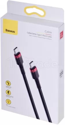 Photo de Câble Baseus Cafule USB Type C M/M 1m 60W (Noir/Rouge)