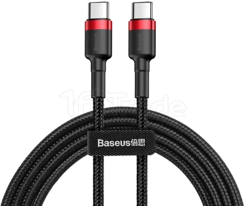 Photo de Cable Baseus Cafule USB Type C M/M 2m 60W (Noir/Rouge)