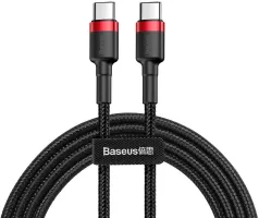Photo de Cable Baseus Cafule USB Type C M/M 2m 60W (Noir/Rouge)