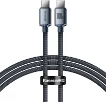 Photo de Cable Baseus Crystal Shine USB type C M/M 100W 1,2m (Noir)