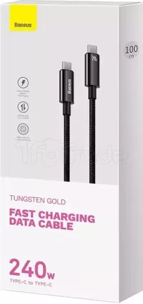 Photo de Cable Baseus Tungsten Gold USB type C M/M 240w 2m (Noir)
