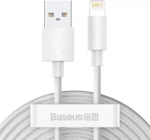 Photo de Cable Baseus Wisdom USB Type A - Lightning M/M 1,5m (Blanc/Rouge)