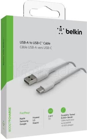 Photo de Cable Belkin USB 2.0 type A - type C M/M 3m (Blanc)