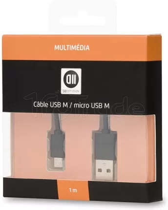 Photo de Cable D2 Diffusion USB 2.0 type A - Micro B M/M 1m ( Noir)