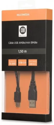 Photo de Cable D2 Diffusion USB 2.0 type A - Mini B M/M 1,5m (Noir)