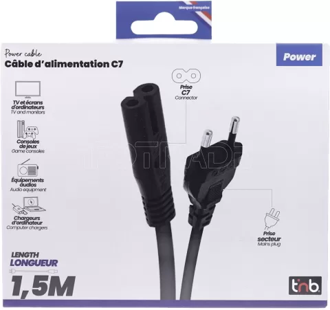 Photo de Cable d'Alimentation bipolaire T'nb 1,5m (Noir)