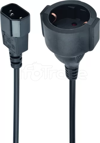 Photo de Câble d'alimentation CableXpert CEE 7/7 F vers C14 (prise schuko) 15cm F/M (Noir)