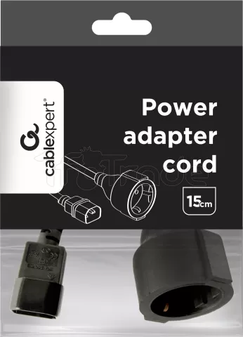 Photo de Câble d'alimentation CableXpert CEE 7/7 F vers C14 (prise schuko) 15cm F/M (Noir)