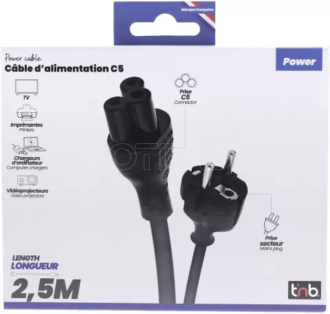 Photo de Cable d'Alimentation tripolaire T'nB 2,5m (Noir)