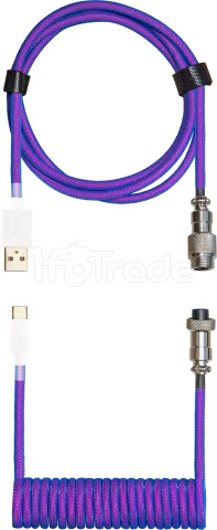 Photo de Câble de clavier Cooler Master Coiled Cable USB Type A - Type C M/M 1,5m (Bleu/Violet)