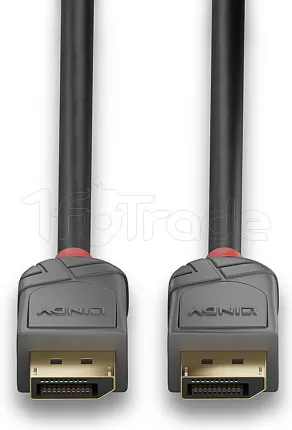 Photo de Cable DisplayPort 1.4 Lindy Anthra Line 5m M/M (Gris/Rouge)