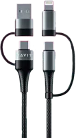 Photo de Câble Havit CB6244 USB-A/C vers USB-C/Lightning 1m M/M 60W (Noir)