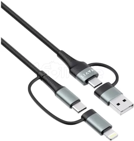 Photo de Câble Havit CB6244 USB-A/C vers USB-C/Lightning 1m M/M 60W (Noir)