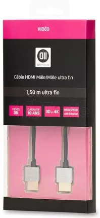 Photo de Cable HDMI 2.0 D2 Diffusion 1.5m M/M Ultra Fin (Noir)