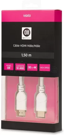 Photo de Cable HDMI D2 Diffusion 1,5m M/M (Blanc)