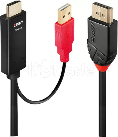 Photo de Câble HDMI Lindy vers DisplayPort 1m M/M (Noir/Rouge)