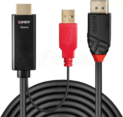 Photo de Câble HDMI Lindy vers DisplayPort 1m M/M (Noir/Rouge)