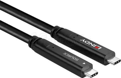 Photo de Câble Hybride Lindy Type C USB 3.2 - 10m (Noir)