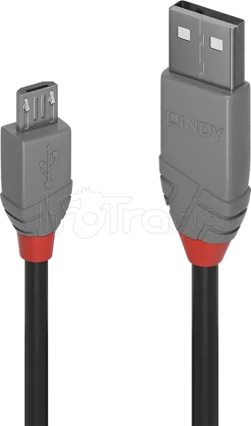 Photo de Cable Lindy USB 2.0 type A - Micro B M/M 5m (Gris)