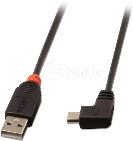 Photo de Cable Lindy USB 2.0 type A - Mini B M/M 2m Coudé (Noir)
