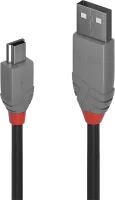 Photo de Cable Lindy USB 2.0 type A - Mini B M/M 3m (Gris)