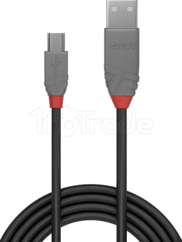 Photo de Cable Lindy USB 2.0 type A - Mini B M/M 3m (Gris)