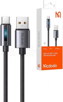 Photo de Câble Mcdodo Breathing Light USB-A/C avec écran 1,2m M/M 100W (Gris/Noir)