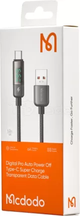 Photo de Câble Mcdodo Digital Display USB-A/C avec écran 1,2m M/M 100W (Transparent/Noir)