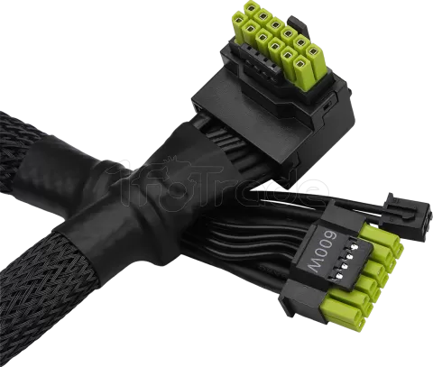 Photo de Cable modulaire ASRock CB-12V2X6L600W - 1x PCIe 12+4 pins coudé 90° 70cm (Noir)