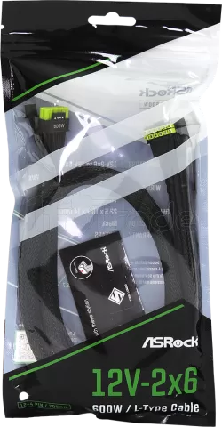 Photo de Cable modulaire ASRock CB-12V2X6L600W - 1x PCIe 12+4 pins coudé 90° 70cm (Noir)