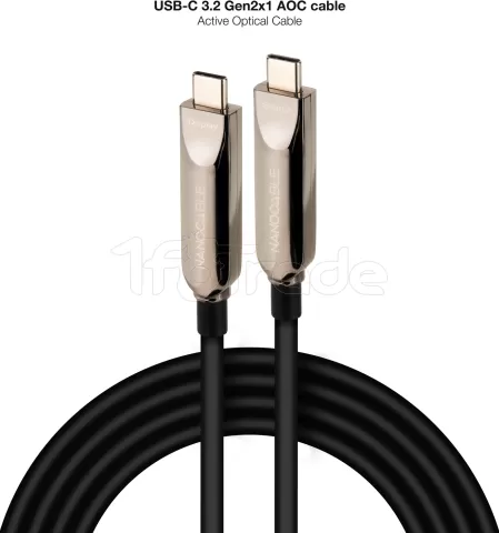 Photo de Câble Nanocable AOC USB-C 5m M/M 60W 10Gbps 8K 60Hz (Noir)