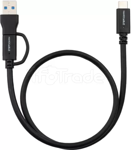 Photo de Cable Nanocable USB-A/USB-C vers USB-C M/M 0.5m (Noir)
